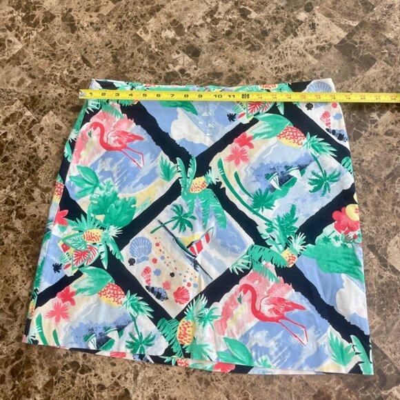 TALBOTS PETITE PENCIL SKIRT TROPICAL SZ 16 FLAMINGO PINEAPPLES BEACHY VACAY CHIC - Picture 4 of 7